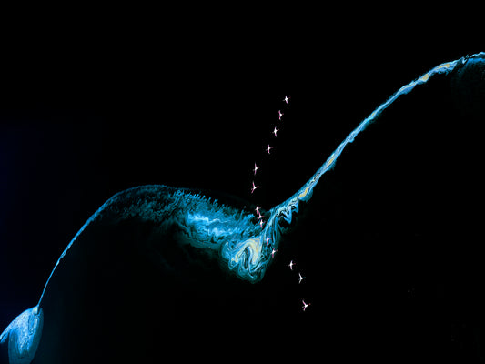 flamingos flying over island