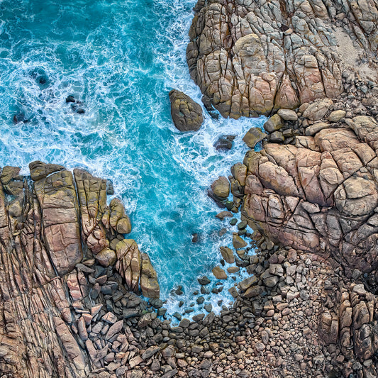 Rocks and water shot from above in Australia