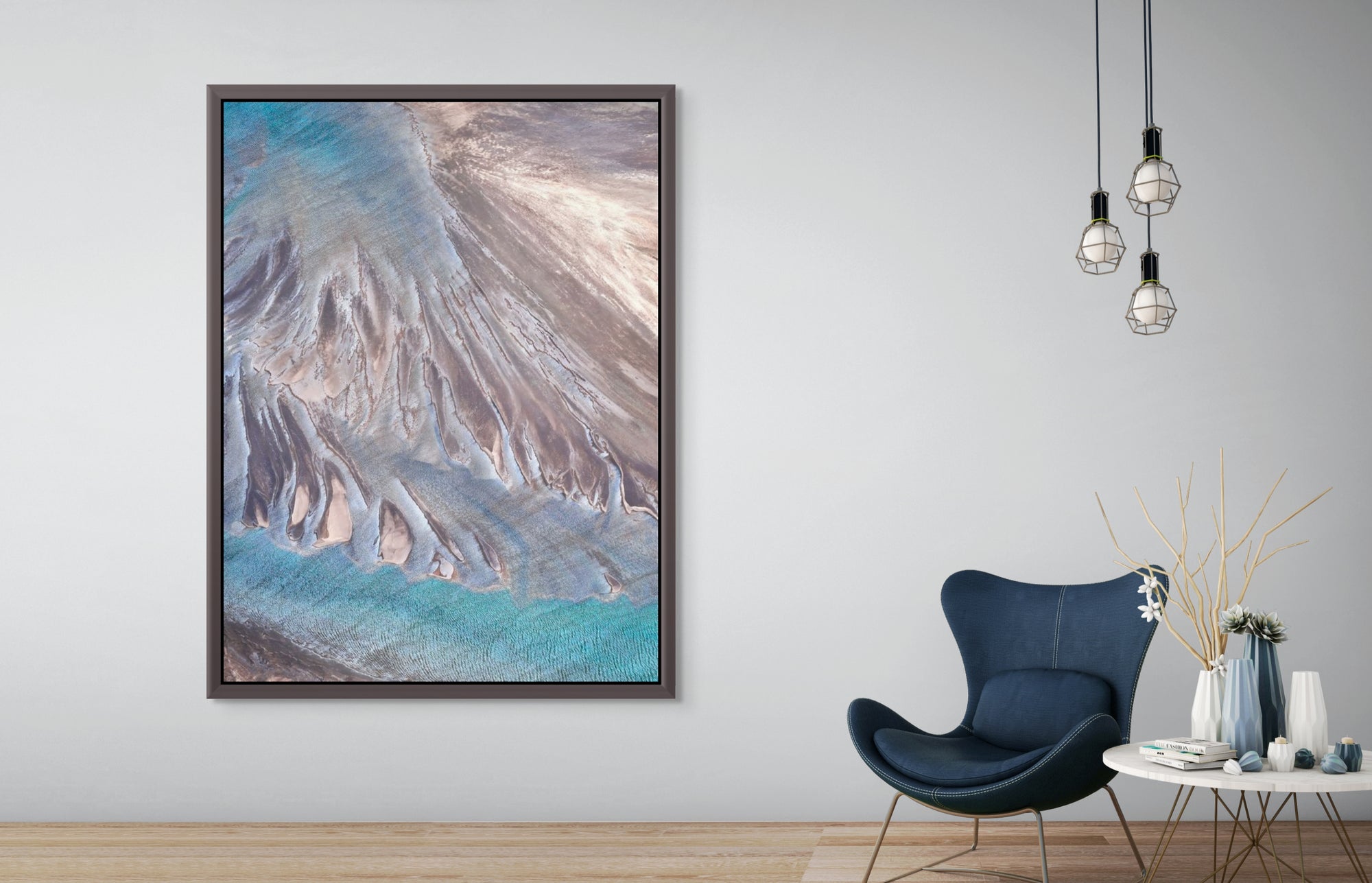 Abstract Image of Australia framed near chair and table