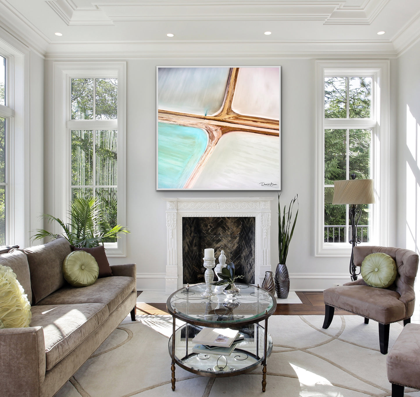 Pastel Ponds - White Frame 54 in