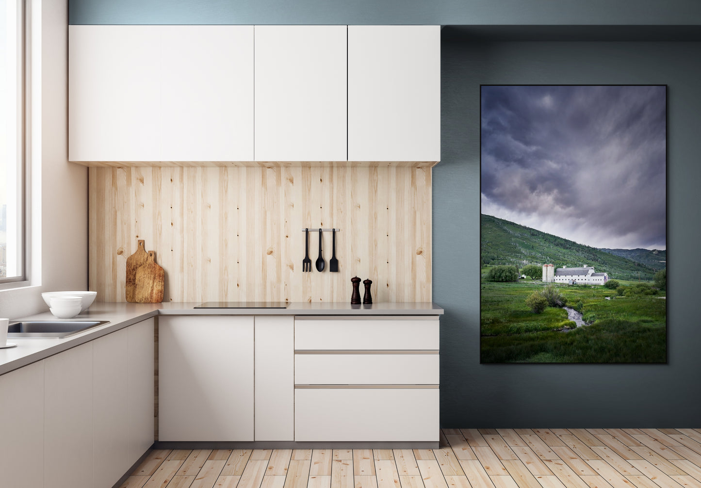 Stormy White Barn