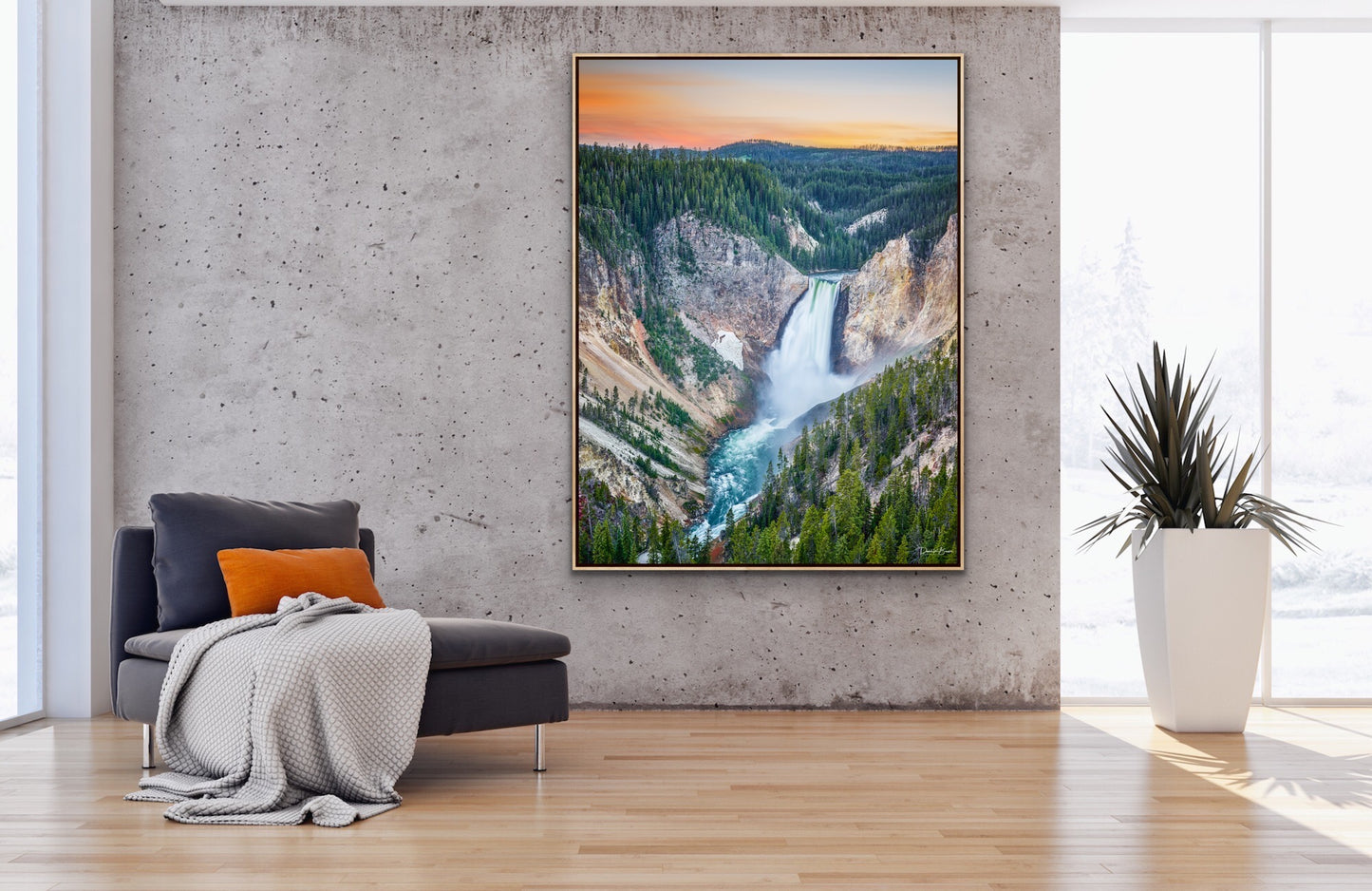 Yellowstone Falls - Oak Frame