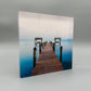 Acrylic print with a wooden dock design on a gray background