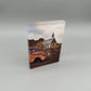 Acrylic block with a vintage car and church scene