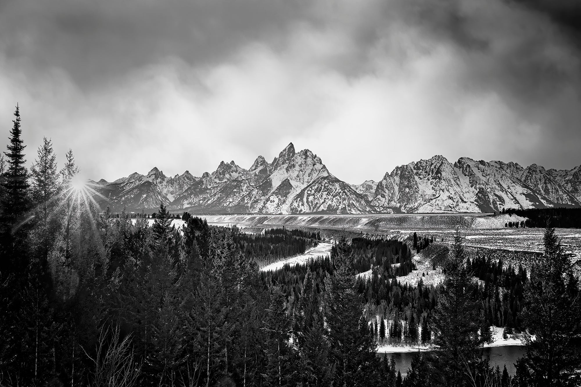 black and white mountains