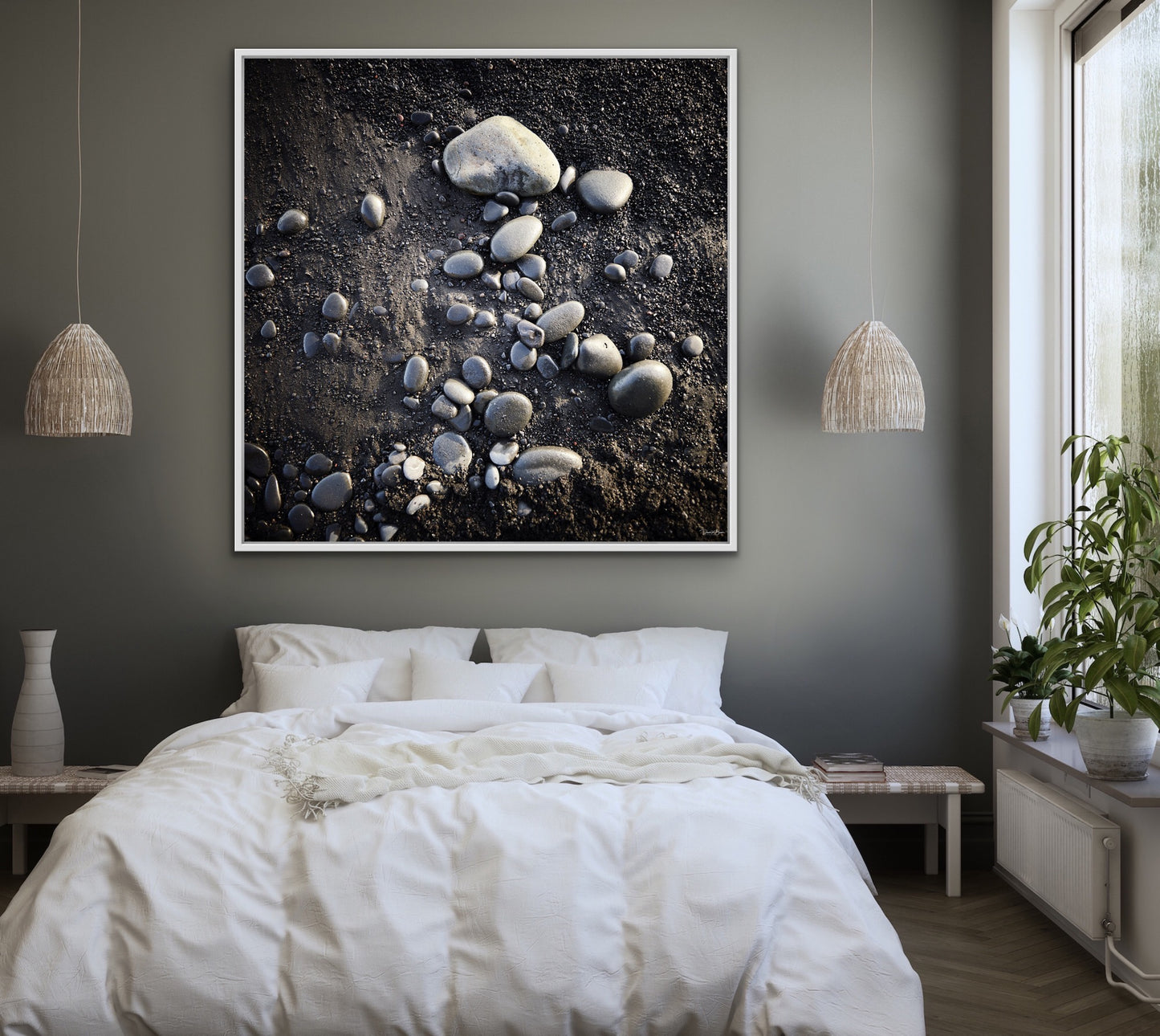 Black Sand Beach - White Frame