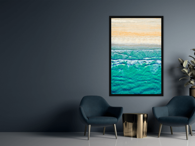 Sand and Sea - Thick Black Frame 70 in