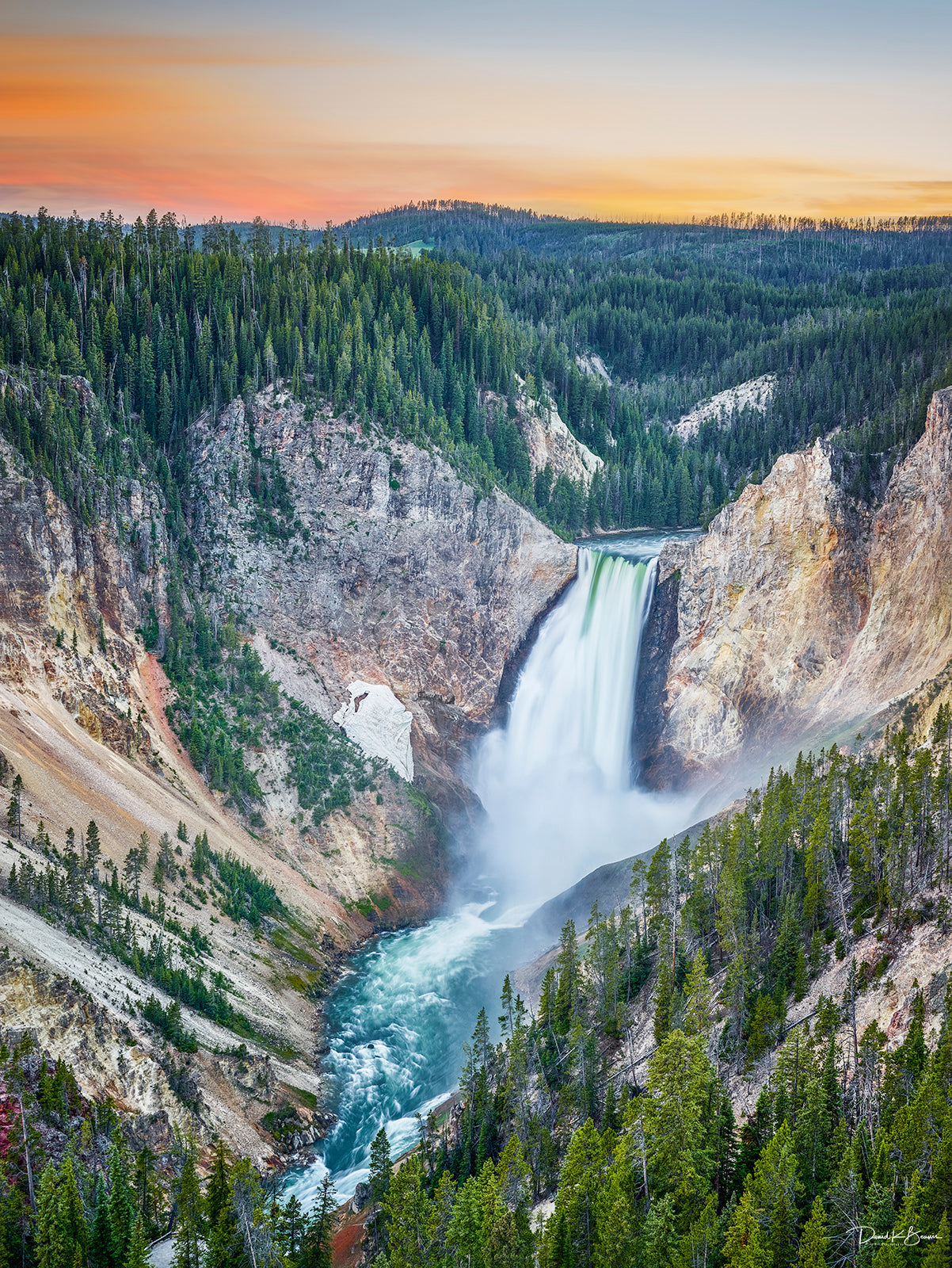 Waterfall in the middle of Yellowstone.