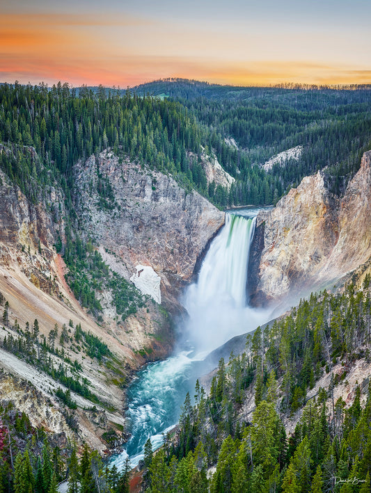 Waterfall in the middle of Yellowstone.